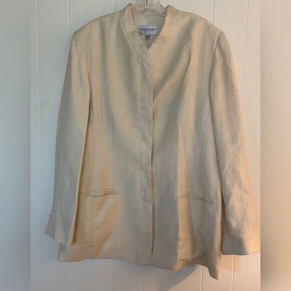 Emanuel Ungaro Blazer Jacket Women’s 16 Ivory Textured Tunic - Picture 1 of 6